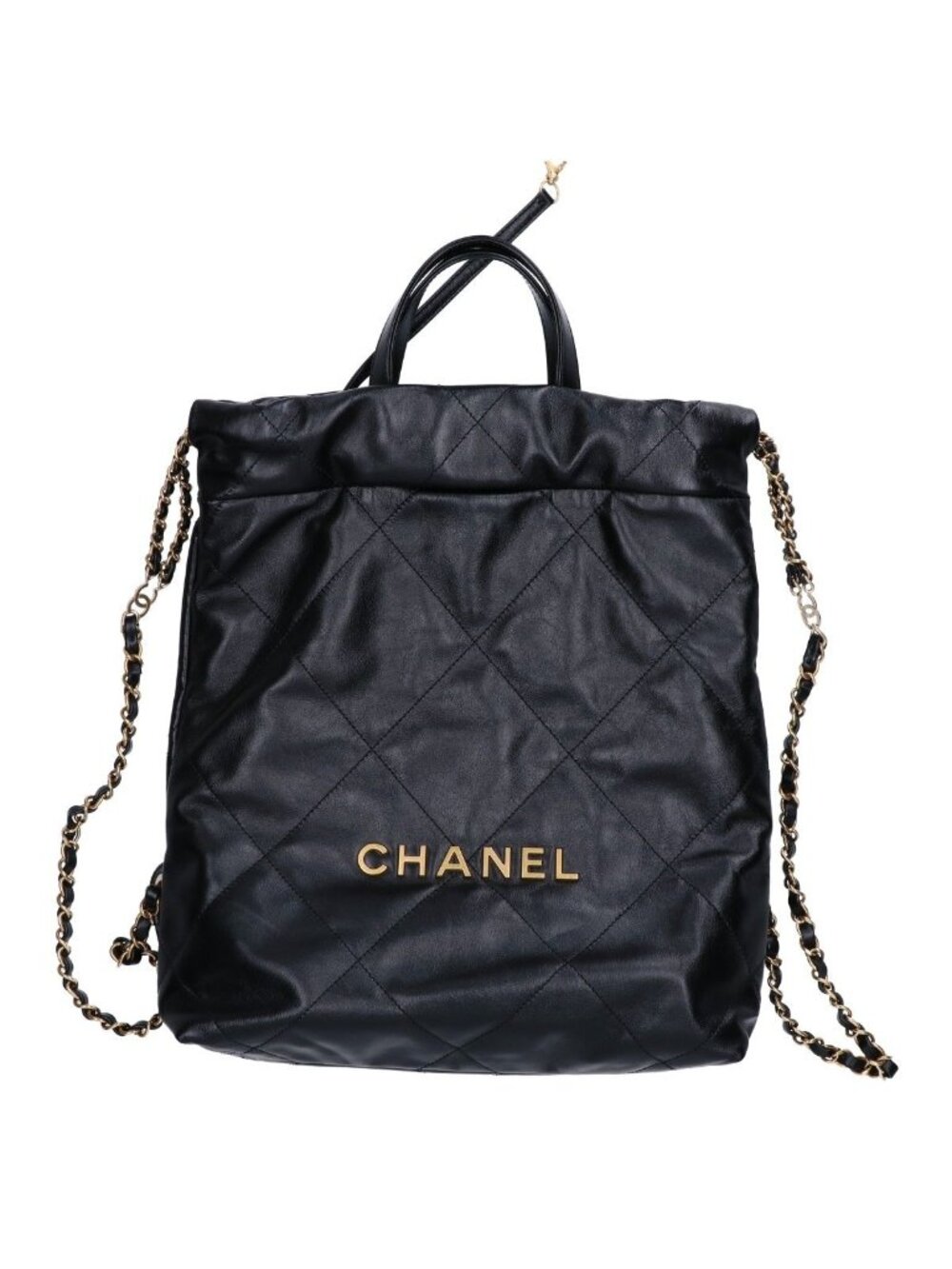 Chanel 22 Shiny Calfskin Chain Backpack Small
